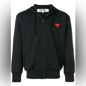 Play Comme Des Garçons Black Medium Zip Sweatshirt Red Heart Great Condition